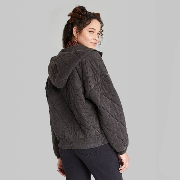wild fable Jackets & Blazers - Wild Fable Quilted dolman L Black Hoodie Jacket